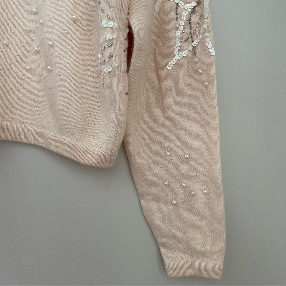 Vintage Marisa Christina Beaded Pearl Embellished Angora Sweater - Picture 6 of 13